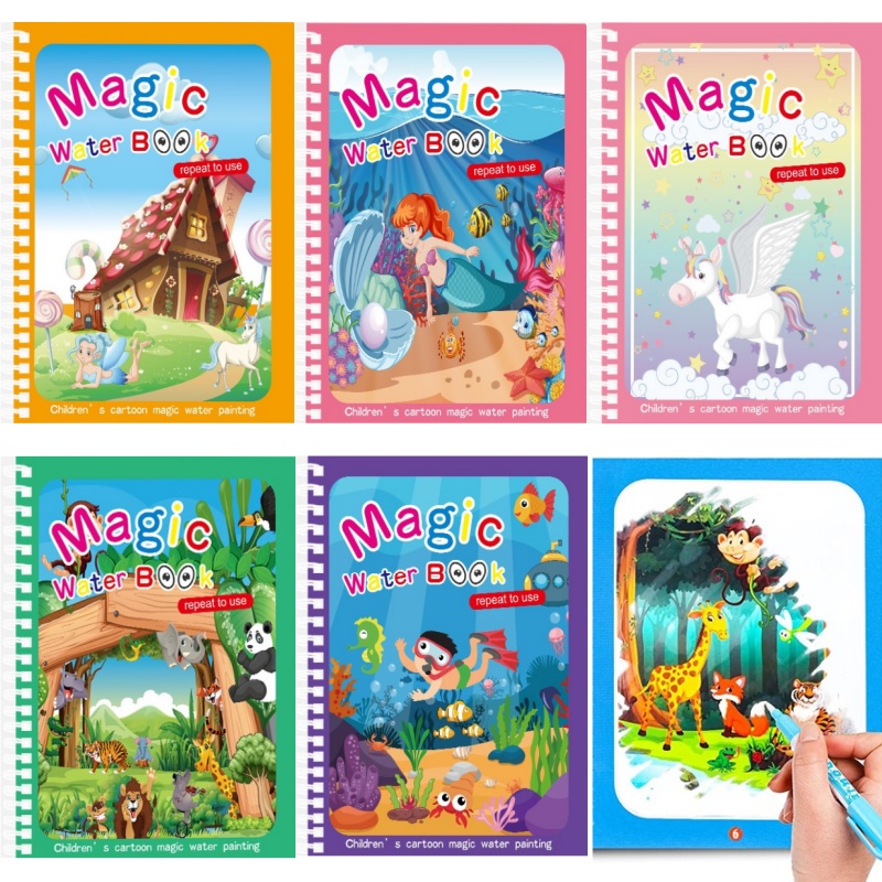 Reusable Water Magic Coloring Book - 마법의 물 그림 책 어린이 몬테소리