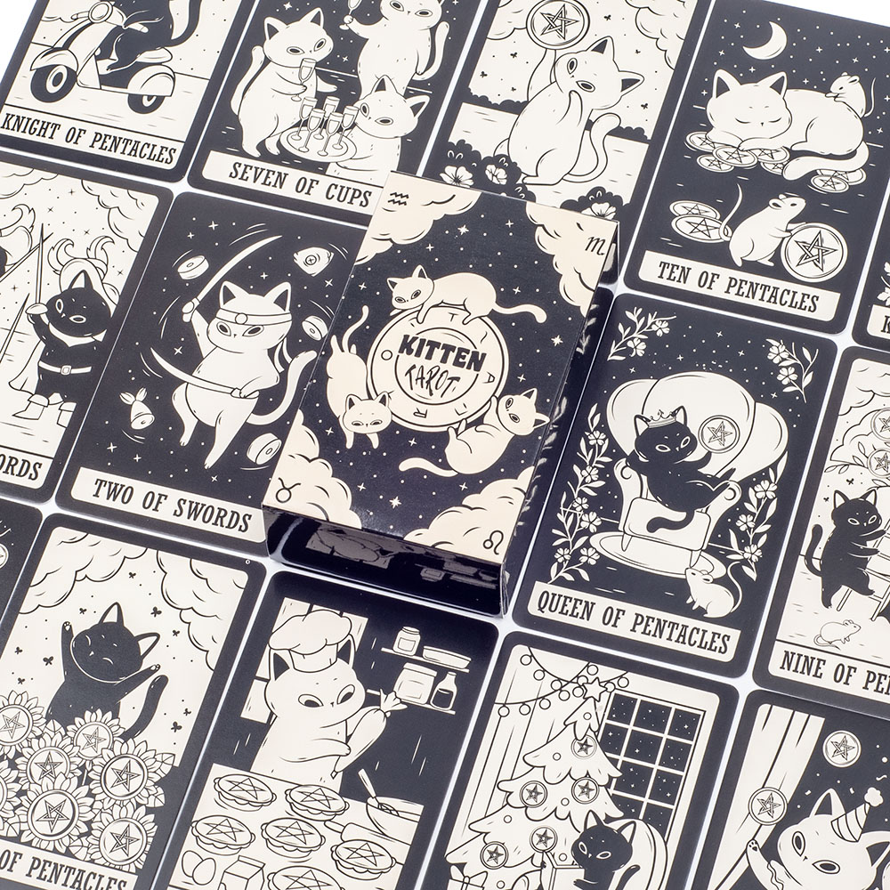 고양이 타로 카드 세트, 78장, 귀여운 흑백 디자인, - Tarot Deck With Guidebook 리뷰 및 가격