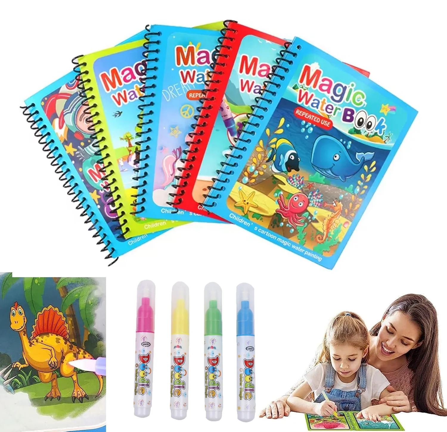 1PC 어린이 수채화 그림 마법의 책 리필 가능한 물  - Reusable Water Magic Coloring Book 리뷰 및 가격