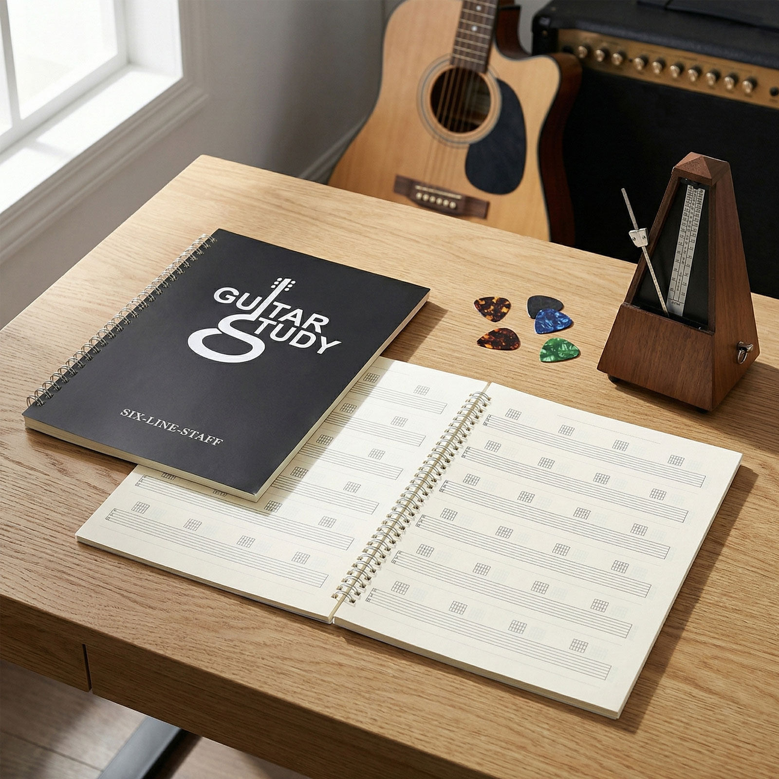 2개 세트, 6현 기타 태블러처 노트, 빈 악보 용지, - Blank Sheet Music Notebook 리뷰 및 가격