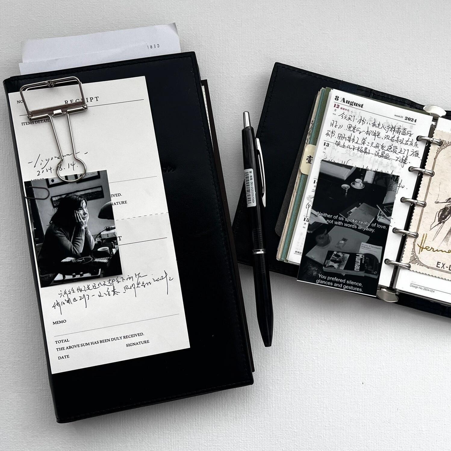블랙 가죽 A6 루즈리프 노트(스트랩 포함), 학생 스 - Vintage Leather Journal Notebook 리뷰 및 가격