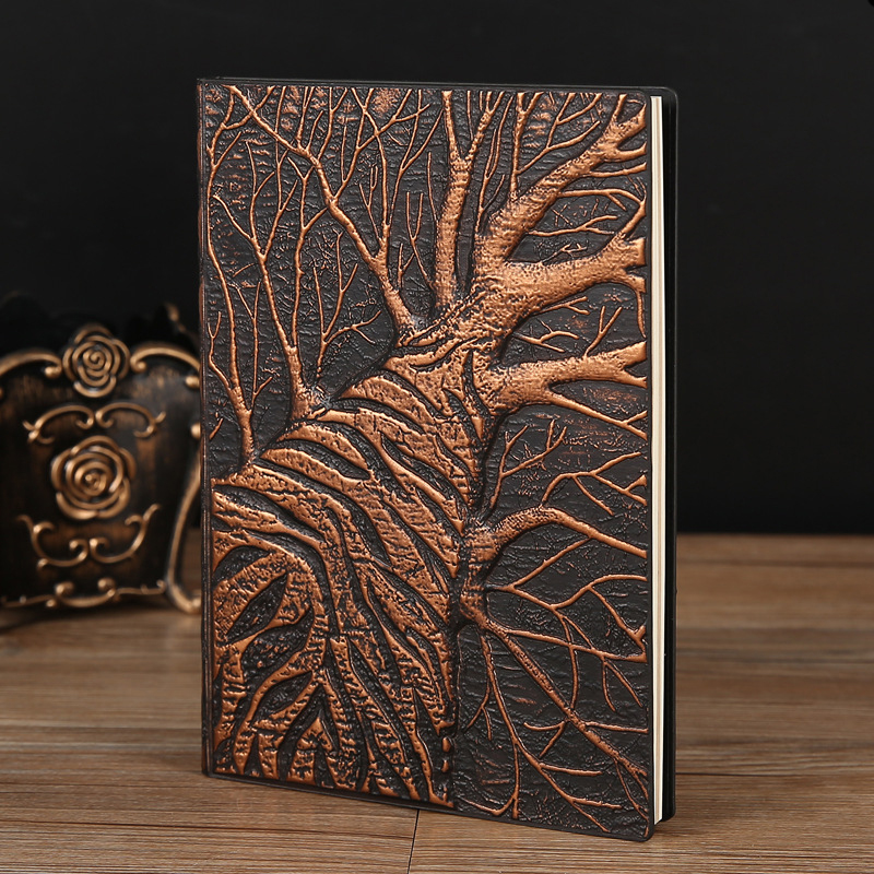 빈티지 스타일의 큰 나무 무늬 PU 가죽 노트북, A5 - Vintage Leather Journal Notebook 리뷰 및 가격
